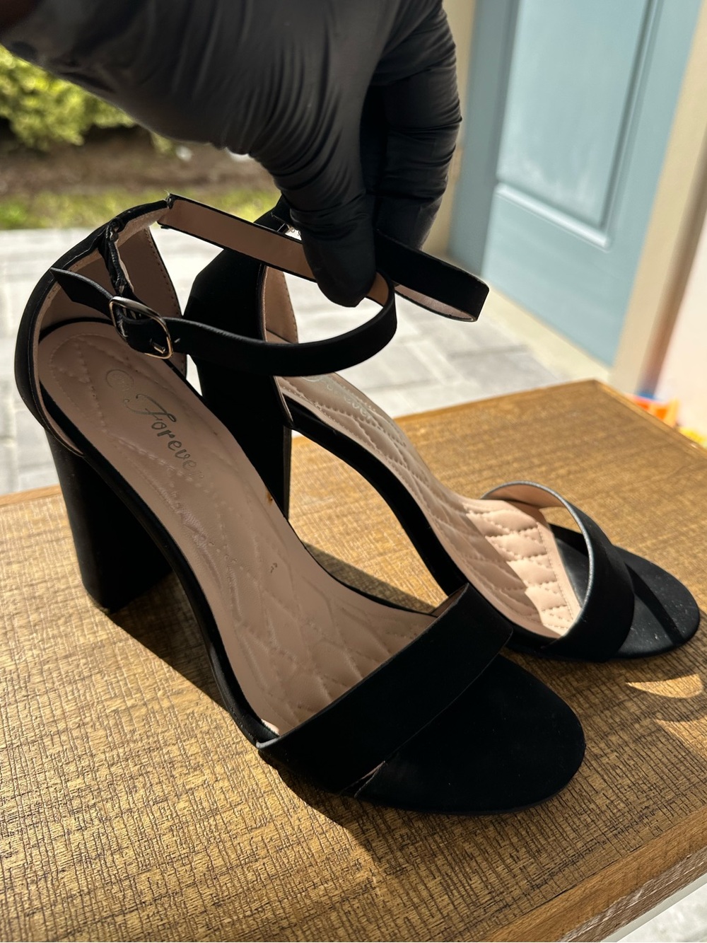 Forever Black Ankle-Strap Block Heel Sandals - Women's